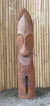 Tiki-Polynesien-Statue aus Kokosnussholz, ca. 125cm hoch mit natur/transparenter Farbe, Ø ca. 18-28 cm 
